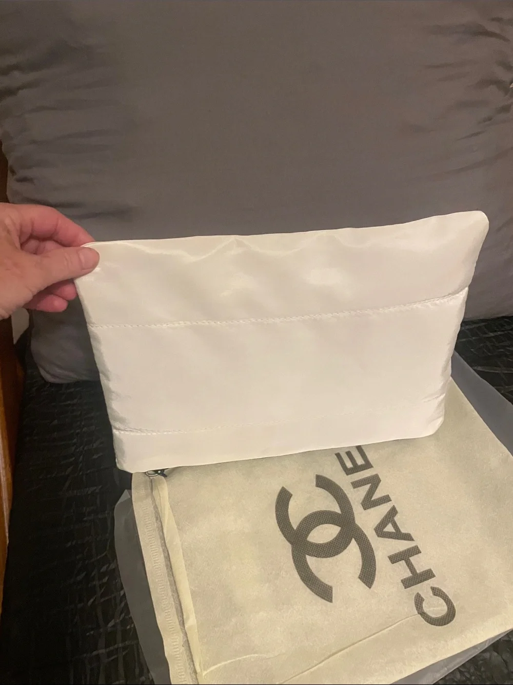 GWP White and Black Logo Zip Pouch